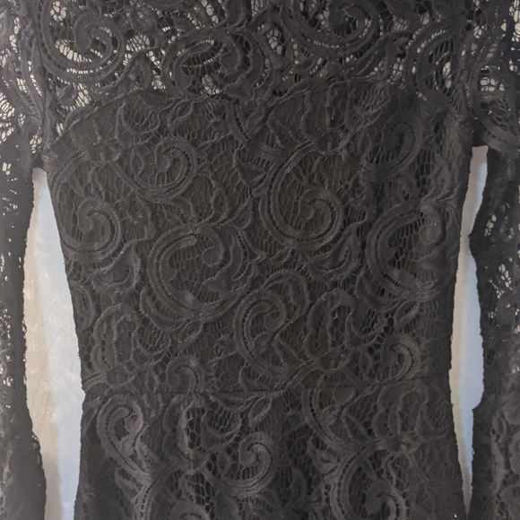 Black Lace Bell Sleeve Dress - Picture 3 of 4